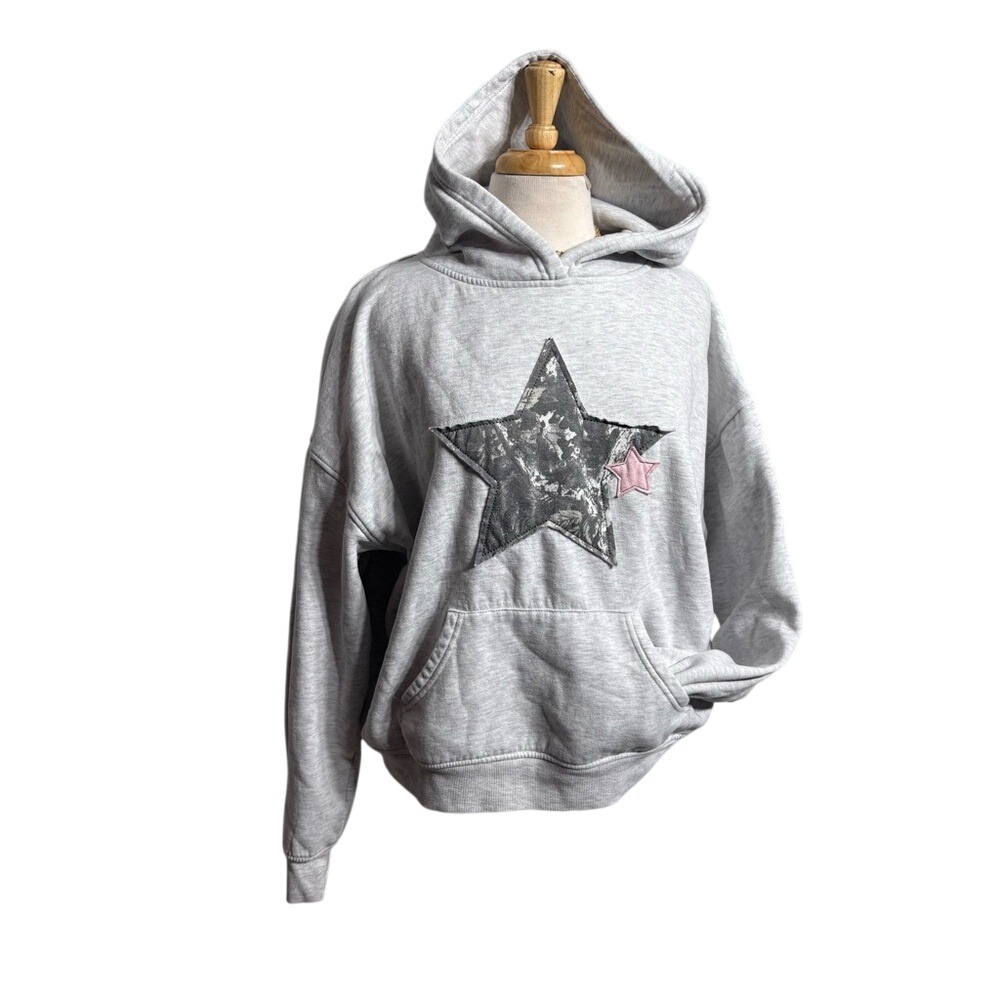 Camo Grey Star Graphic Boyfriend Oversized Fit Hoodie Size‎ Small